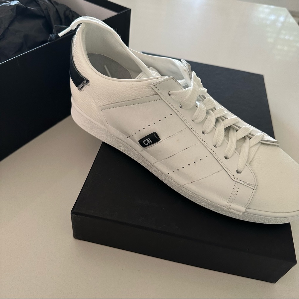New with Box! Costume National Men’s Logo Leather Low Top Sneakers - Picture 4 of 8